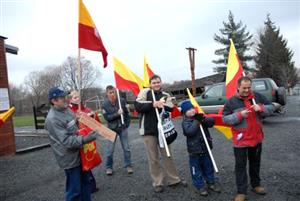 Skupina lidí s vlajkami chtěla svým sobotním pochodem připomenout lidem jejich moravanství.<br/><br/>                                          
FOTO: DAVID MACHÁČEK
