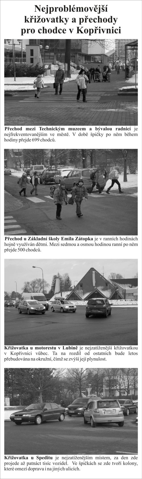 Nejproblémovější křižovatky a přechody pro chodce v Kopřivnici