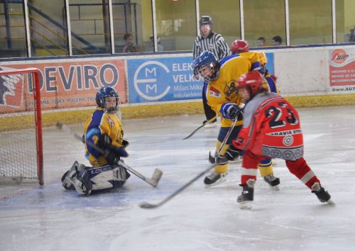 Kopřivnická hokejová pátá třída hostila v sobotním zápase krajského přeboru Třinec. Podlehla mu 4:6, což vzhledem k suverenitě Třince v soutěži rozhodně není špatný výsledek.<br/>   FOTO: JANA FEILHAUEROVÁ