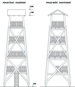Návrh budoucího možného vzhledu rozhledny, která by měla nahradit chátrající Bezručovu vyhlídku. 
REPRO: MÚ KOPŘIVNICE
