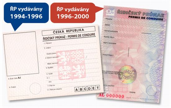 Uvedená výměna se vztahuje na následující typy řidičských průkazů