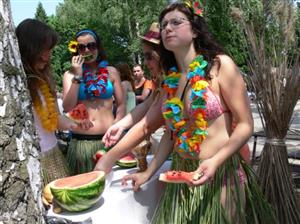 Studenti příborského gymnázia slavili svůj letošní majáles v kostýmech. V letním parnu byly vidět jak exotické tanečnice, tak třeba i eskymáci v kožešinách.
FOTO: ILONA MAZALOVÁ