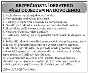 Bezpečnostní desatero před odjezdem na dovolenou
