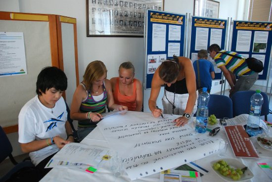 Tentokrát na diskuzní fórum přišlo hodně zástupců nejmladší generace, s čímž byli spokojeni i pořadatelé. Smyslem setkání bylo hledání deseti největších problémů, které by se měly řešit.  
FOTO: DANA HOĎÁKOVÁ