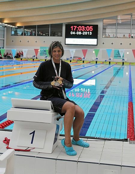 Andrea Zátopková s medailovou sbírkou na World Police & Fire Games.
FOTO: ARCHIV POLICIE ČR