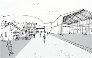 V místech mezi halou bývalé slévárny, do které by se mohlo přesunout muzeum automobilů, a železničním překladištěm by mohlo vzniknout jedno z nových kopřivnických ’náměstí’.