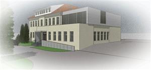 Vizualizace nového vzhledu budovy ZUŠ Zdeňka Buriana po letošní opravě střechy a nadstavbě přízemní části objektu.
REPRO: MĚSTO KOPŘIVNICE