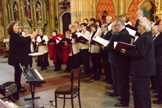 Pěvecké sdružení Kopřivnice uvedlo minulou neděli povelikonoční koncert duchovní hudby. Sbor střídavě řídily Věra Michálková (na snímku) a Eva Pajdlová. 
FOTO: D. MACHÁČEK