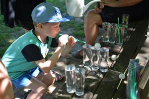 Foukání přes brčko do míčku byla jedna ze soutěžních disciplín na akci Povídání v zahradě, které měly rodičům ukázat, jak zábavnou formou napravovat řeč dětí.
FOTO: DANA HOĎÁKOVÁ