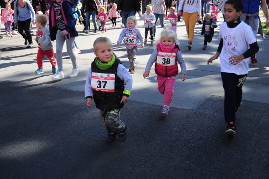 V Běhu dětí Kopřivnicí závodily i ročníky 2016 a mladší, mnozí s 60m vzdáleností neměli problémy, těm nejmenším však dala zabrat.
FOTO: KRISTINA ČABLOVÁ