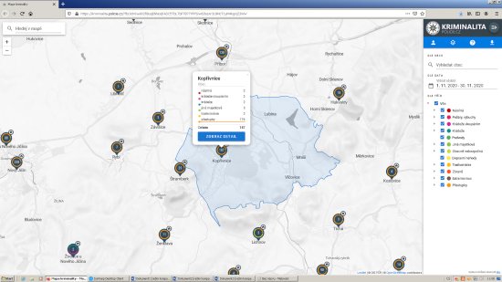 Policie představila novinku v podobě on-line mapy kriminality, do které zaznamenává oznámené přestupky a trestné činy, které v jednotlivých lokalitách řeší.
FOTO: DAVID MACHÁČEK