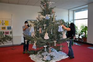 O výzdobu vánočního stromu ve vestibulu kopřivnické radnice se letos postaralo Mateřské centrum Klokan. Jednotlivé ozdoby vytvořily děti a maminky dle návodu doma. 
FOTO: DANA HOĎÁKOVÁ