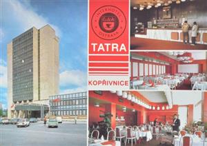 Interiéry kopřivnického hotelu Tatra krátce po dokončení, jak je zachytila dobová pohlednice.
FOTO: ARCHIV LAŠSKÉHO MUZEA