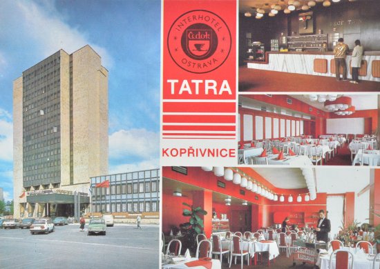 Interiéry kopřivnického hotelu Tatra krátce po dokončení, jak je zachytila dobová pohlednice.
FOTO: ARCHIV LAŠSKÉHO MUZEA