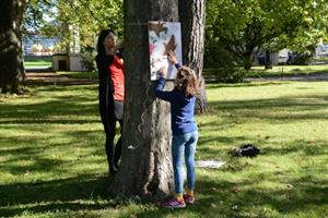 Od minulého pátku jsou k vidění na stromech v sadu E. Beneše tematické plakáty tvořící výstavu Život v bavlně.
FOTO: DAVID MACHÁČEK