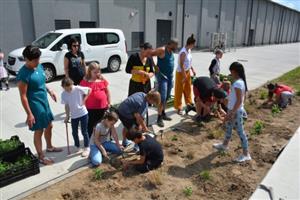 Žáci ze ZŠ Floriána Bayera vysazovali trvalkami záhon mezi novým muzeem nákladních automobilů a restaurací Tatrovka.
FOTO: DANA HOĎÁKOVÁ