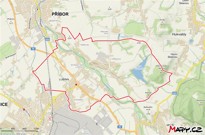 Místní část Lubina - mapa