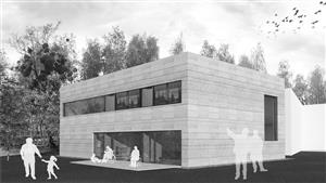 Vizualizace přístavby budovy Základní a Mateřské školy Motýlek, jejíž stavba byla před časem zahájena. V objektu najde škola dostatek prostoru pro nejrůznější specializované učebny. REPRO: KAMIL MRVA ARCHITECTS