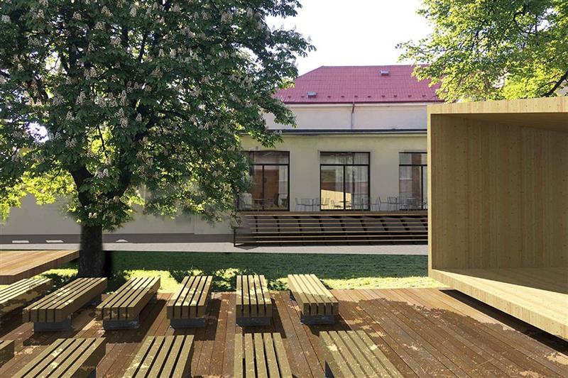 Vizualizace budoucího vstupu do upravené zahrady Katolického domu. Její proměna bude znamenat uzavření chodníčku, který místní využívali jako zkratku. REPRO: KATOLICKÁ BESEDA