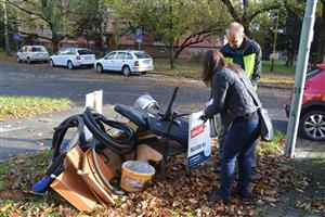 Sesbíráním odpadu odloženého u kontejnerů na hromadu chtěla radnice upozornit na nešvar vytváření černých skládek. Kampaň má trvat dva týdny. FOTO: DANA HOĎÁKOVÁ