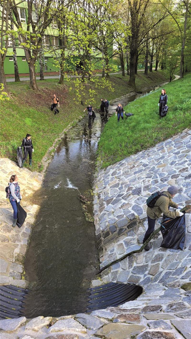 V pátek úředníci v rámci akce Ukliďme Česko čistili i koryto Kopřivničky, a to od školy M. Horákové až po Vanaivan. FOTO: MAGDA ŠEBESTOVÁ